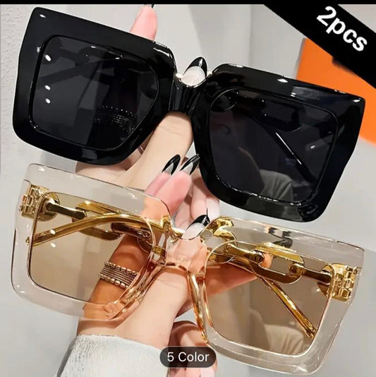 Stylish 2 Pc Round Glasses with Lightweight Metal Frame for Everyday Comfort