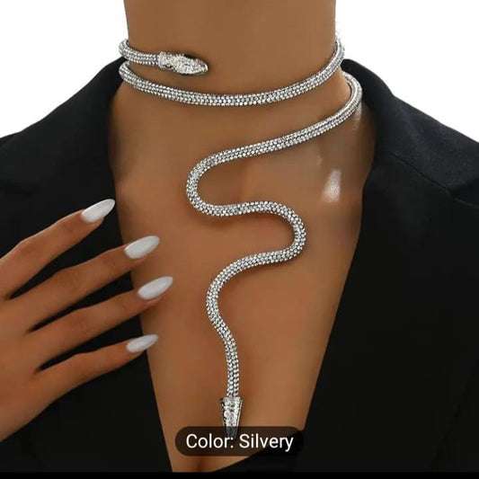 Bendable Silver Snake Necklace Doubles as Twistable Punk Bracelet Accessory